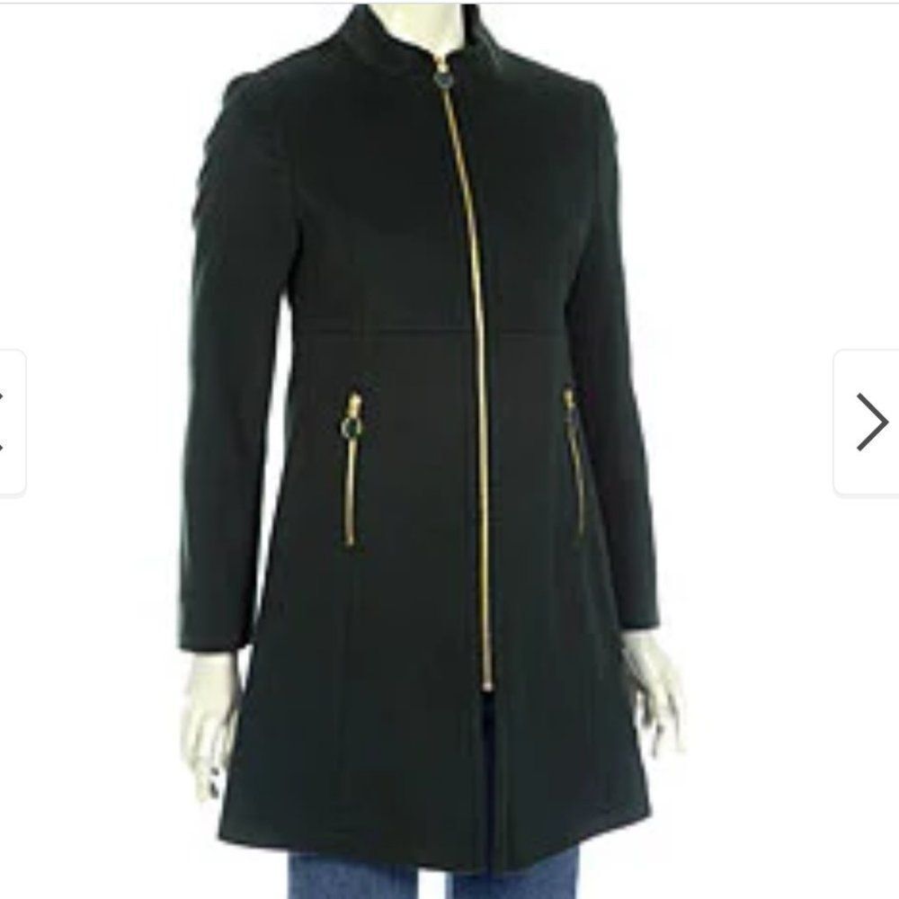 Tahari Women's Jennifer Zip-front Green Wool Coat 6P